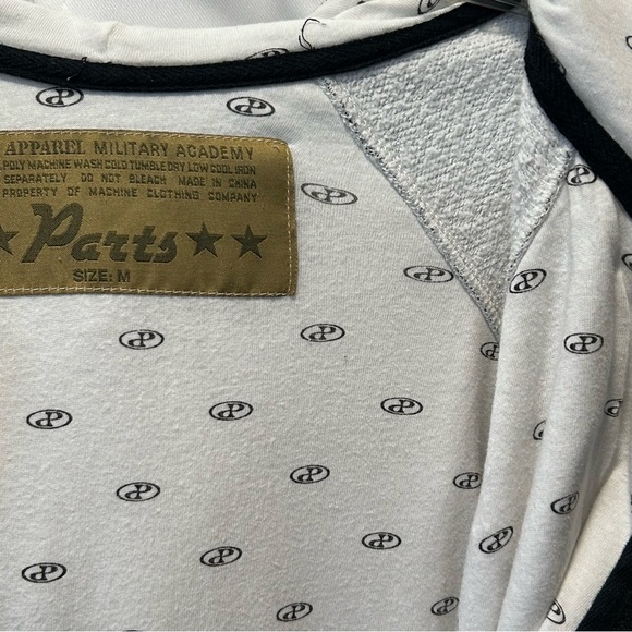 Vtg Surplus Apparel Military PARTS Geometric Print Y2K Hoodie Skater Hip Hop M - Picture 4 of 5